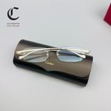 Gọng kính khoan cao cấp mạ vàng đầu báo Cartier CT0061O 003