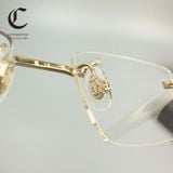 Gọng kính khoan cao cấp mạ vàng Cartier CT0287O 001
