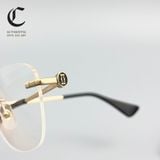 Gọng kính khoan cao cấp mạ vàng Cartier CT0414O 001