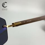 Gọng kính khoan cao cấp mạ vàng mắt nâu trà phủ tráng gương Cartier CT0012RS 001