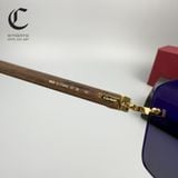Gọng kính khoan cao cấp mạ vàng mắt nâu trà phủ tráng gương Cartier CT0012RS 001