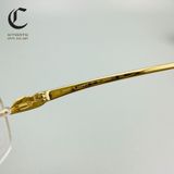 Gọng kính khoan cao cấp mạ vàng đầu báo Cartier CT0061O 002