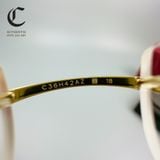 Gọng kính khoan cao cấp mạ vàng đầu báo Cartier CT0061O 002