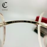 Gọng kính khoan cao cấp mạ vàng đầu báo Cartier CT0061O 001