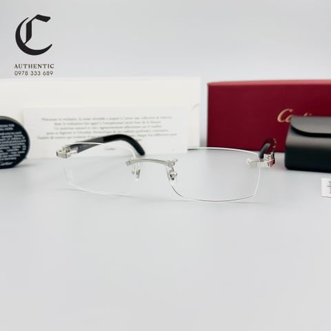 Gọng kính khoan cao cấp mạ vàng gọng sừng Cartier CT0049O 002