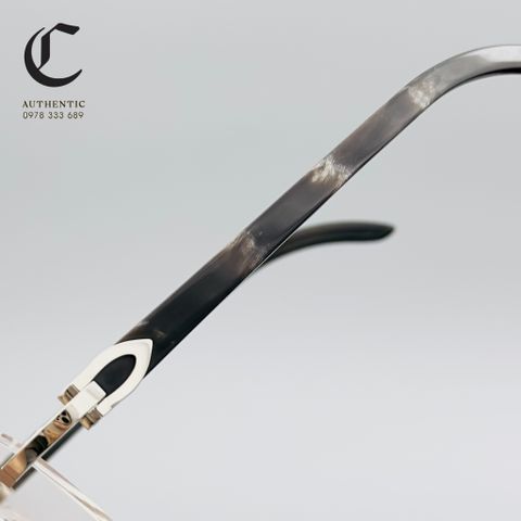 Gọng kính khoan cao cấp mạ vàng gọng sừng Cartier CT0049O 002