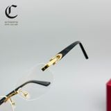 Gọng kính khoan cao cấp mạ vàng Cartier CT0318O 001