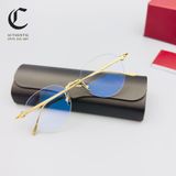Gọng kính khoan cao cấp mạ vàng Cartier CT0342O 002