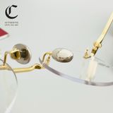 Gọng kính khoan cao cấp mạ vàng Cartier CT0342O 002