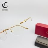 Gọng kính khoan cao cấp mạ vàng Cartier CT0342O 002