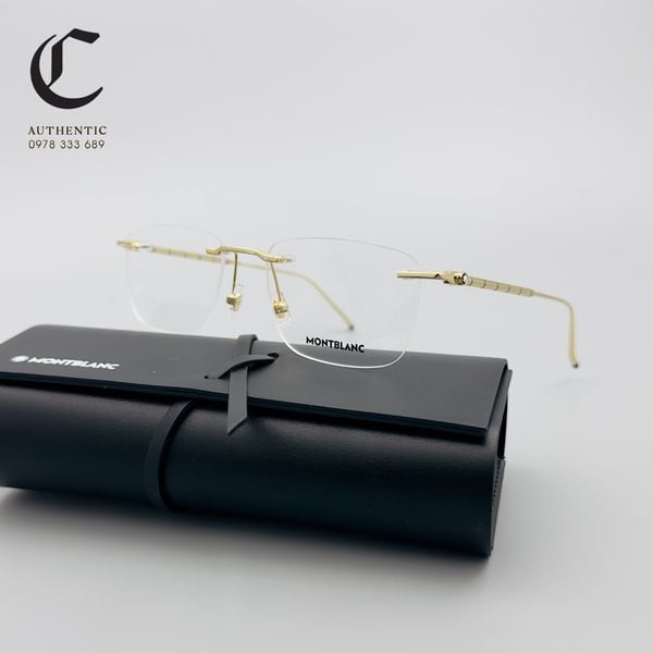Gọng kính khoan cao cấp mạ vàng Montblanc MB0215O - 001 Mẫu kính khoan phổ thông cho anh chị văn phòng