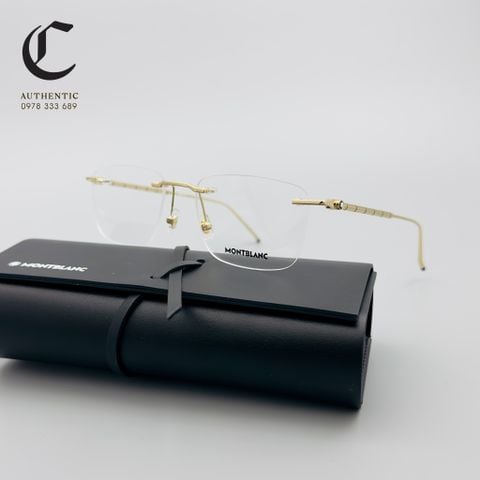 Gọng kính khoan cao cấp mạ vàng Montblanc MB0215O - 001 Mẫu kính khoan phổ thông cho anh chị văn phòng