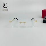 Gọng kính khoan cao cấp mạ vàng đầu báo Cartier CT012O 001
