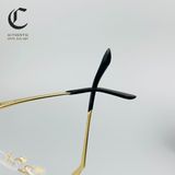 Gọng kính khoan cao cấp mạ vàng đầu báo Cartier CT012O 001