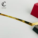 Gọng kính khoan cao cấp mạ vàng đầu báo Cartier CT012O 001