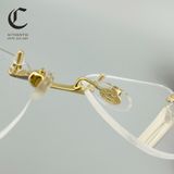 Gọng kính khoan cao cấp mạ vàng đầu báo Cartier CT012O 001