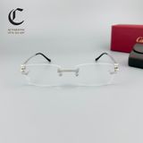 Gọng kính khoan cao cấp mạ vàng đầu báo Cartier CT0281O 002