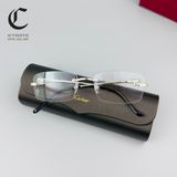 Gọng kính khoan cao cấp mạ vàng đầu báo Cartier CT0281O 002