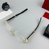 Gọng kính khoan cao cấp mạ vàng gọng sừng TRẮNG Cartier CT0377O 003