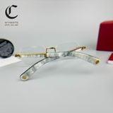 Gọng kính khoan cao cấp mạ vàng gọng sừng TRẮNG Cartier CT0377O 003