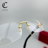 Gọng kính khoan cao cấp mạ vàng gọng sừng TRẮNG Cartier CT0377O 003