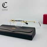 Gọng kính khoan cao cấp mạ vàng gọng sừng TRẮNG Cartier CT0377O 003