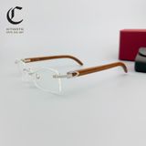Gọng kính khoan cao cấp gọng gỗ Bubinga mạ vàng Cartier CT0052O - 009