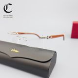 Gọng kính khoan cao cấp gọng gỗ Bubinga mạ vàng Cartier CT0052O - 009