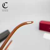 Gọng kính khoan cao cấp gọng gỗ Bubinga mạ vàng Cartier CT0052O - 009