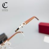 Gọng kính khoan cao cấp gọng gỗ Bubinga mạ vàng Cartier CT0052O - 009