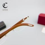 Gọng kính khoan cao cấp gọng gỗ Bubinga mạ vàng Cartier CT0052O - 009