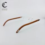Gọng kính khoan cao cấp gọng gỗ Bubinga mạ vàng Cartier CT0052O - 009
