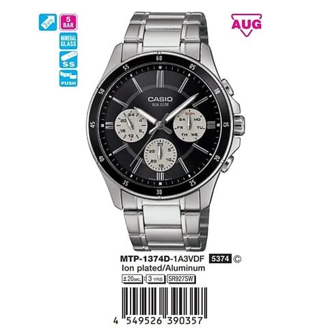 Casio 43.5mm Nam MTP-1374D-1A3VDF