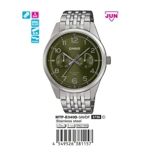 Casio 41.5mm Nam MTP-E340D-3AVDF