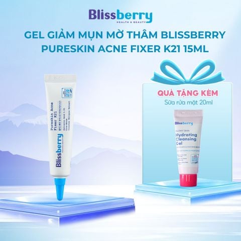 Gel giảm mụn mờ thâm Blissberry Pureskin Acne Fixer K21 15ml