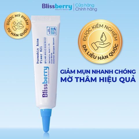 Gel giảm mụn mờ thâm Blissberry Pureskin Acne Fixer K21 15 ml