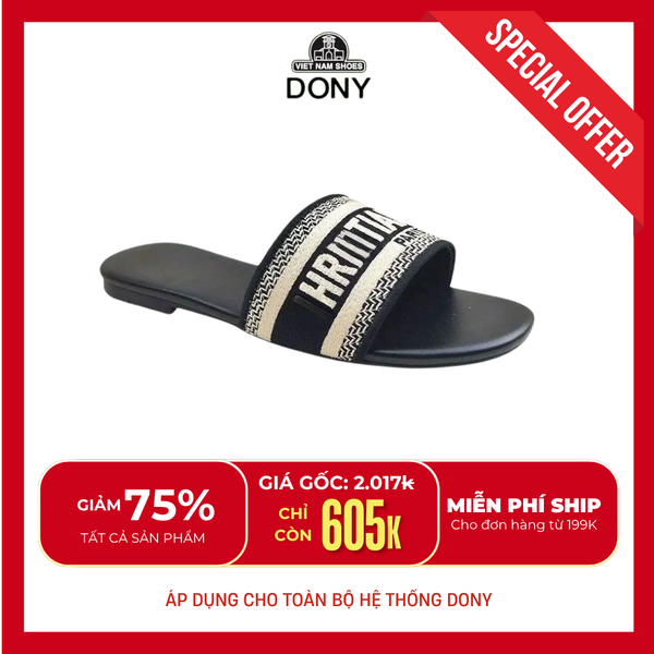  Dép Nữ Cao Cấp Thêu Chữ Dway Slide 