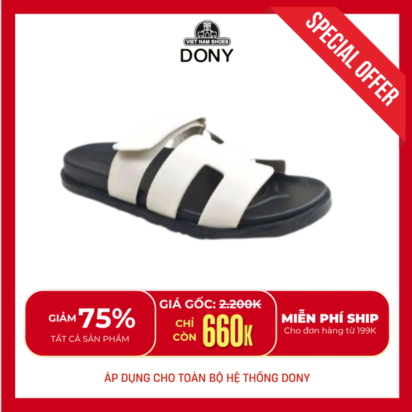  Dép Da Nam Nữ Cao Cấp Quai H – Mẫu Chypre 