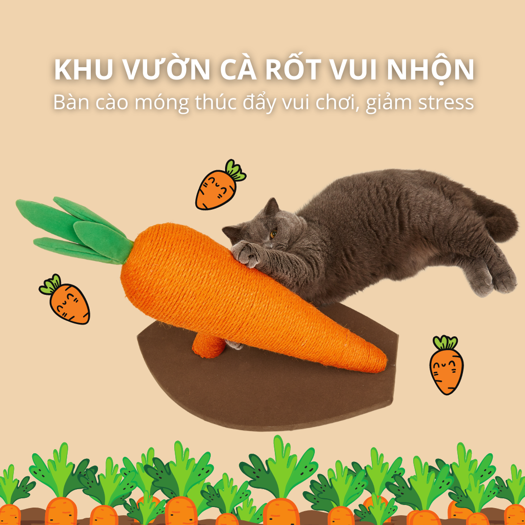 Bàn cào móng sisal hình củ cà rốt FOFOS