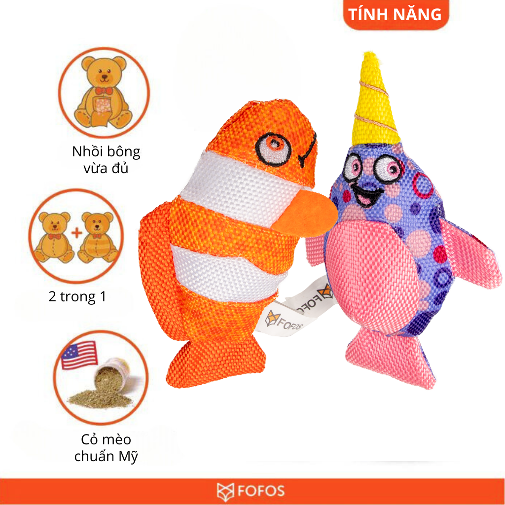 Combo đồ chơi hình cá nemo & cá nhà táng FOFOS