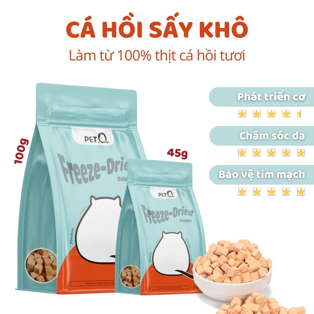 Thức ăn đông khô cho thú cưng PetQ - 5 vị