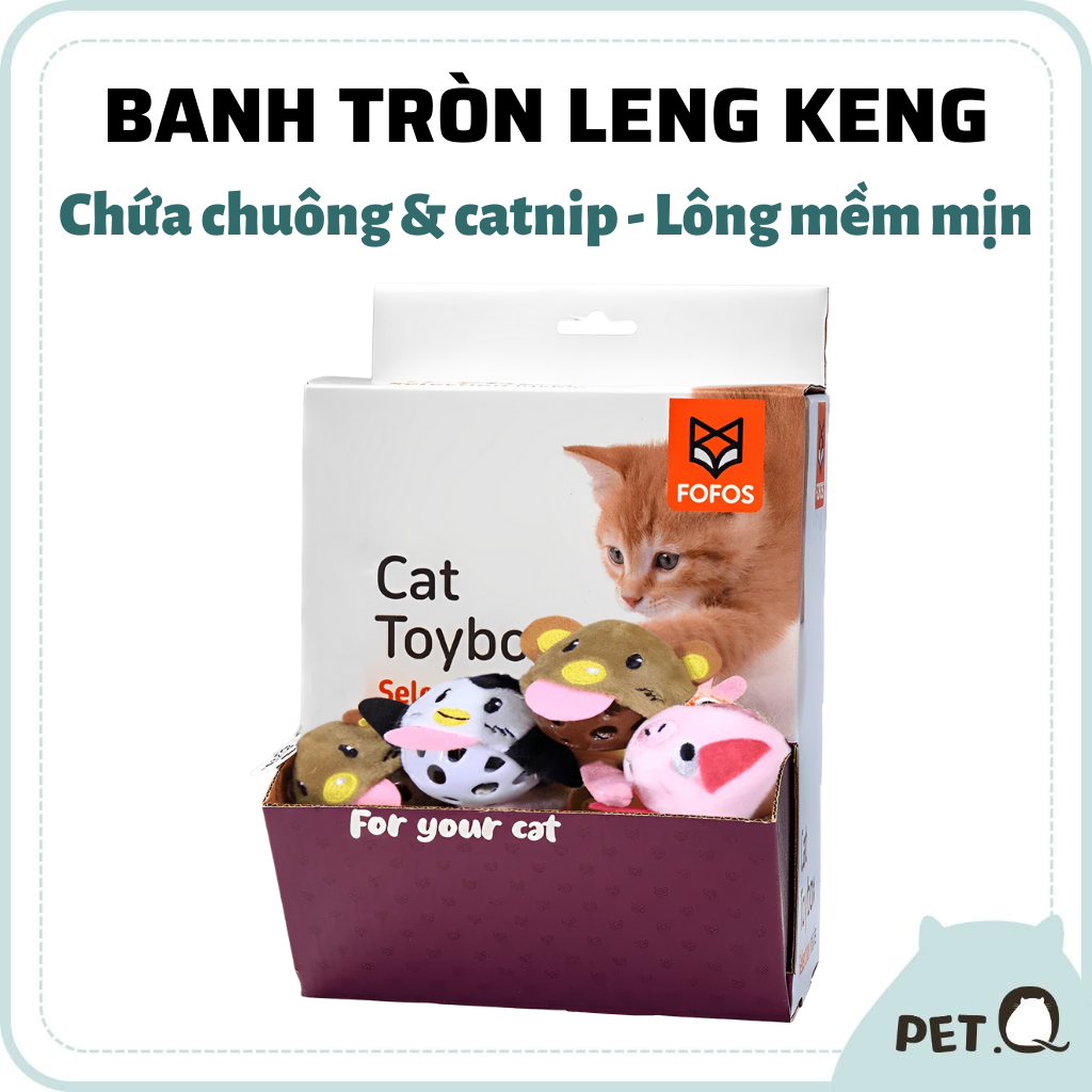 Đồ chơi banh tròn hình động vật chứa chuông & catnip FOFOS