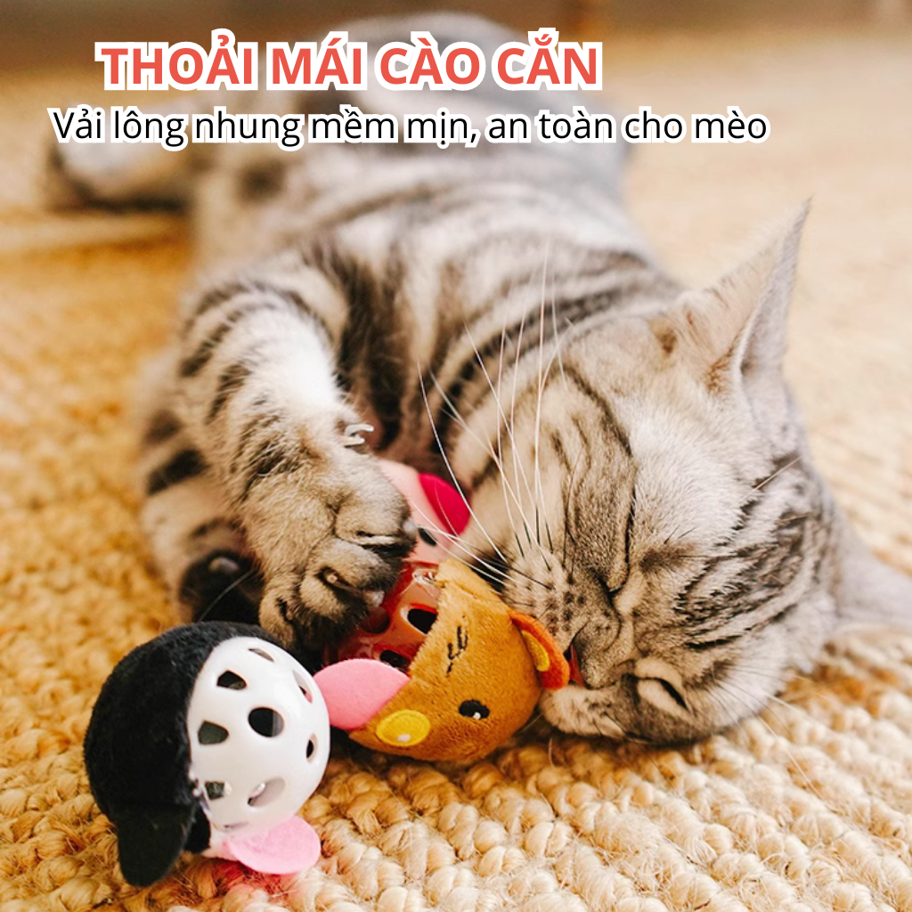 Đồ chơi banh tròn hình động vật chứa chuông & catnip FOFOS