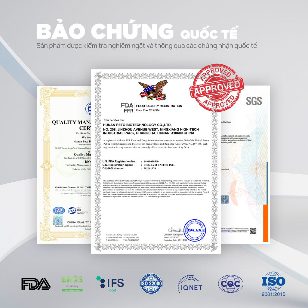 Thức ăn đông khô cho thú cưng PetQ - 5 vị