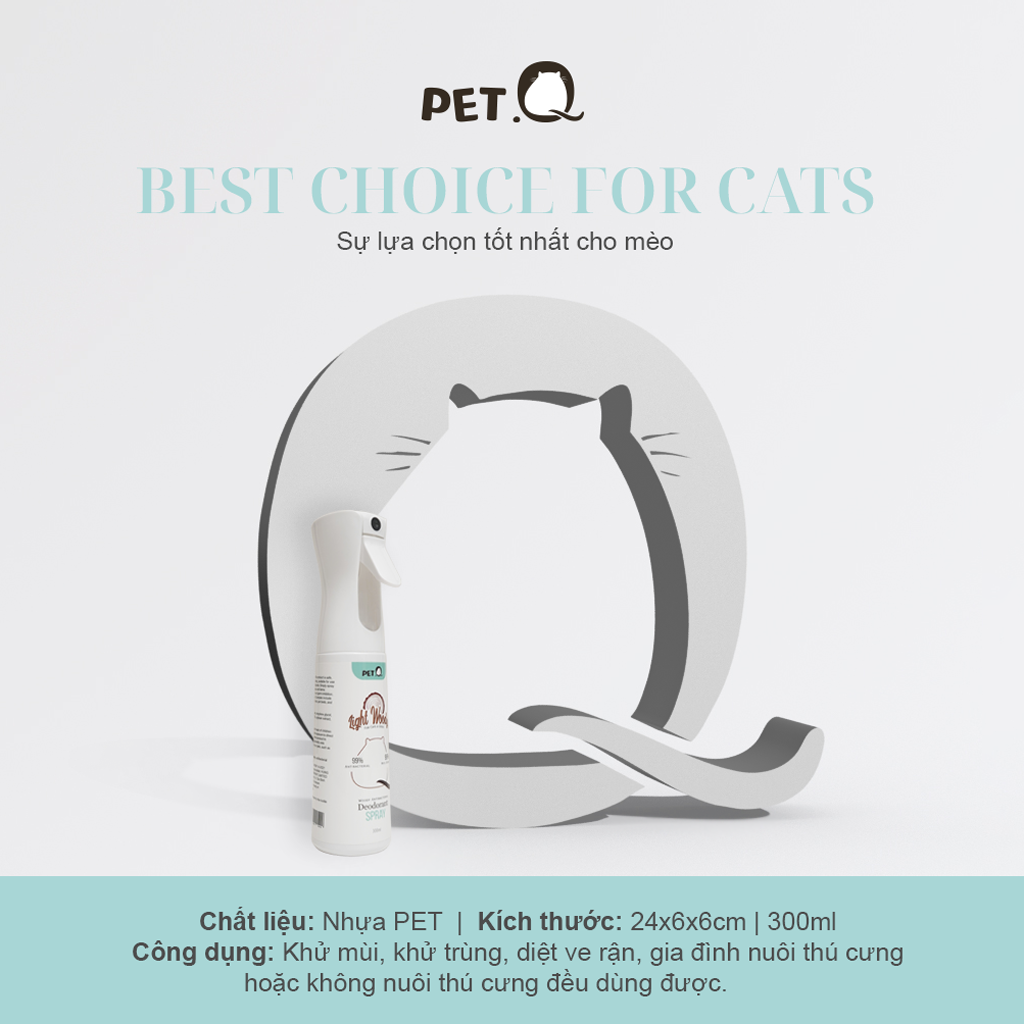 Bình xịt khử mùi, diệt khuẩn hương gỗ PetQ