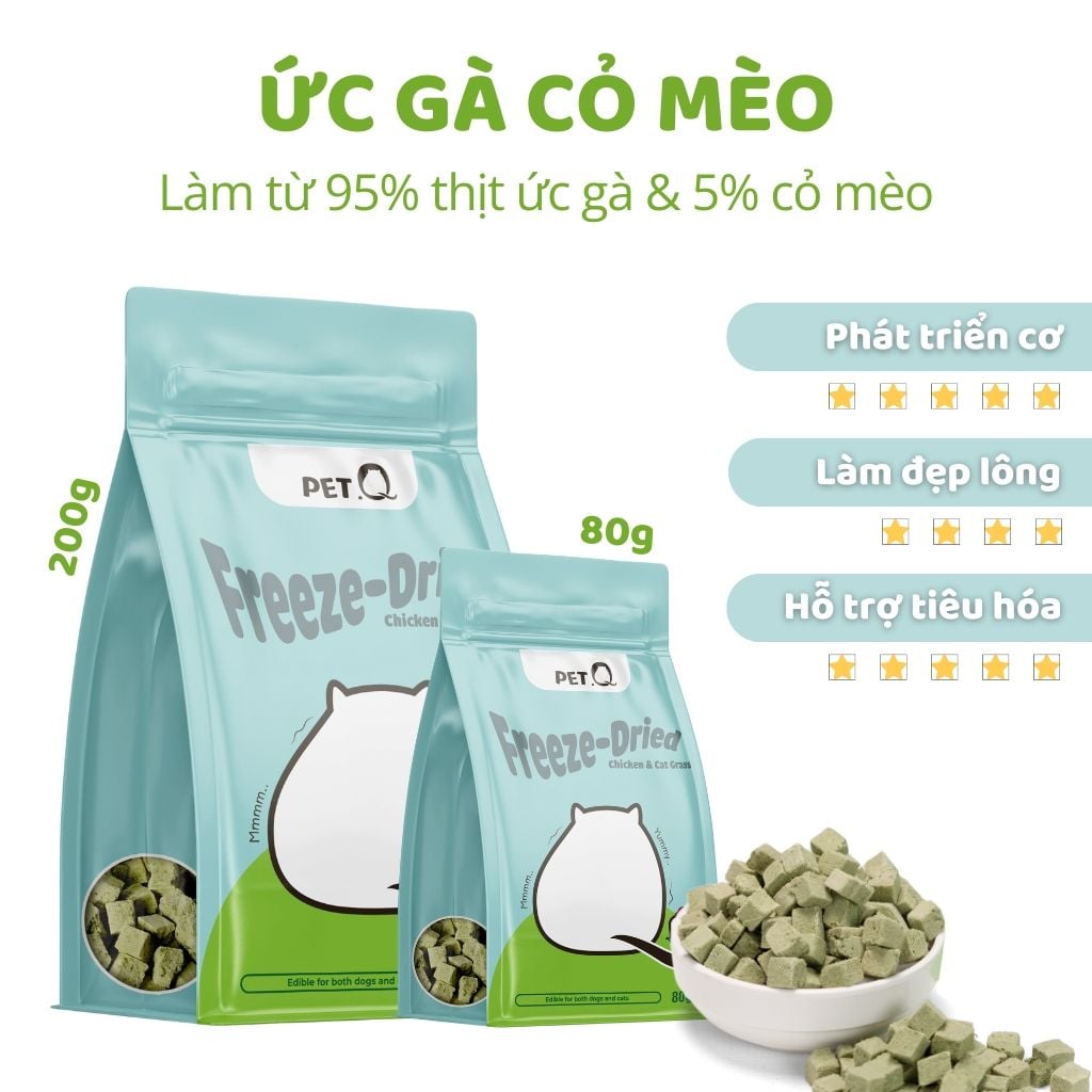 Thức ăn đông khô cho thú cưng PetQ - 5 vị