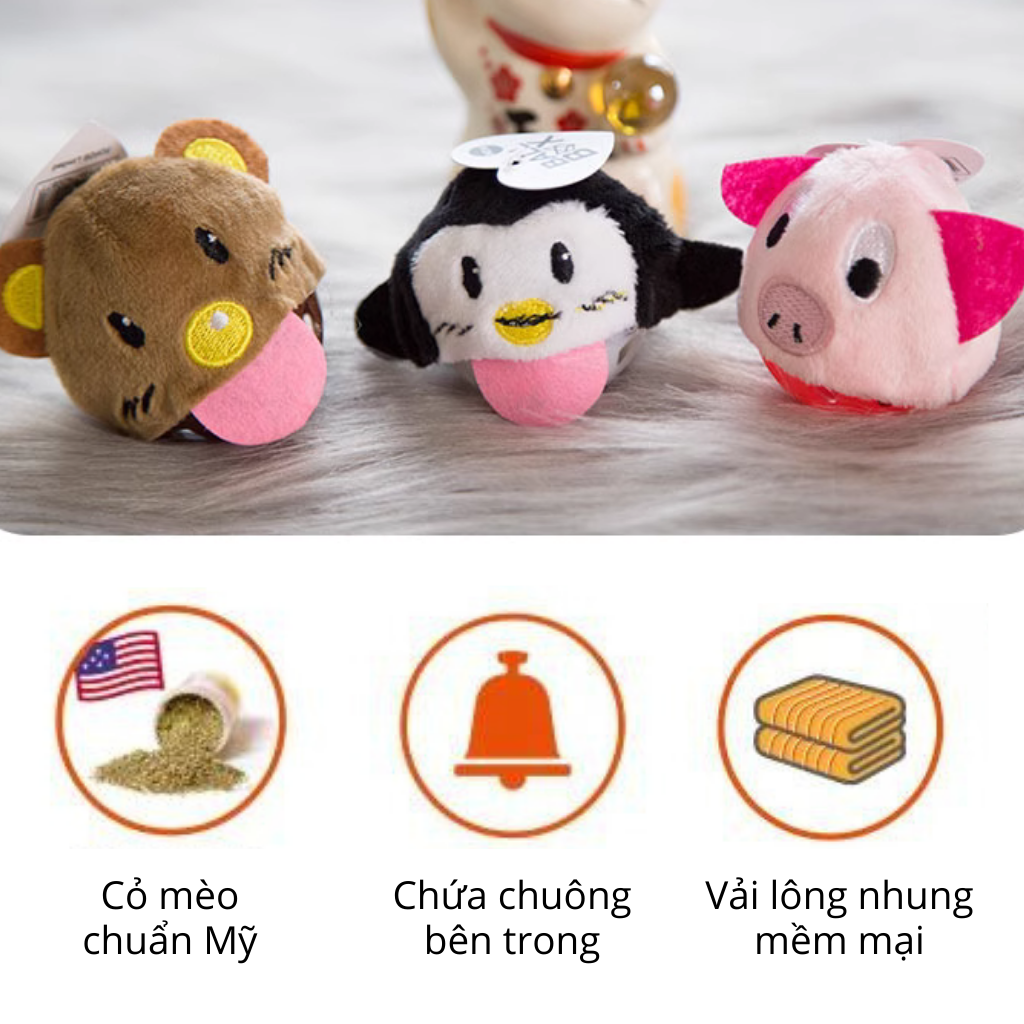 Đồ chơi banh tròn hình động vật chứa chuông & catnip FOFOS