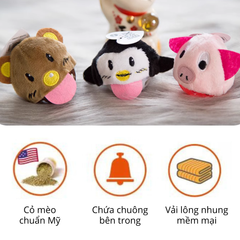 Đồ chơi banh tròn hình động vật chứa chuông & catnip FOFOS