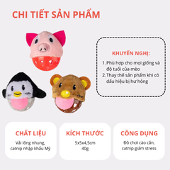 Đồ chơi banh tròn hình động vật chứa chuông & catnip FOFOS