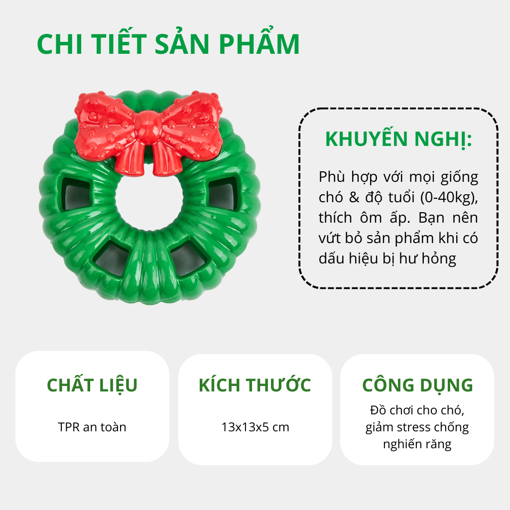 Đồ chơi cho chó FOFOS vòng nguyệt quế Noel